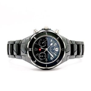 ❌SOLD❌ Michele Tahitian Black Ceramic Swiss Movement Ladies Chronograph